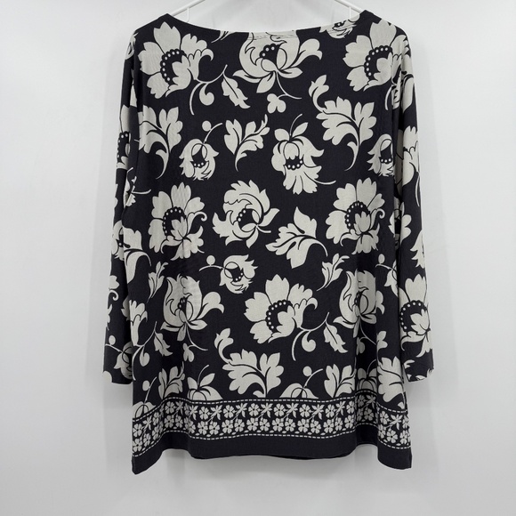 Ann Taylor Top Women XL NEW Gray Long Sleeve Floral Stretch Boat Neck Office - Picture 5 of 10